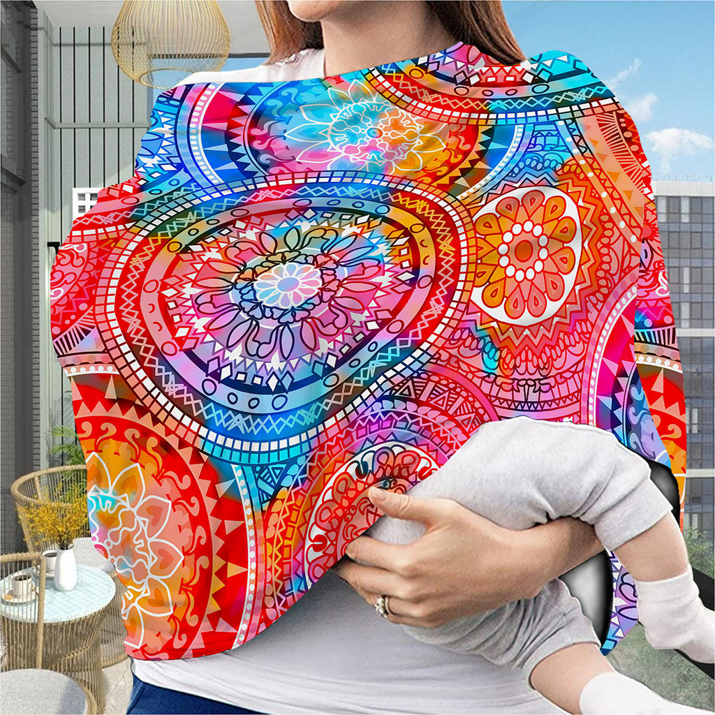 Colorful Circle Mandala Print Baby Seat Cover