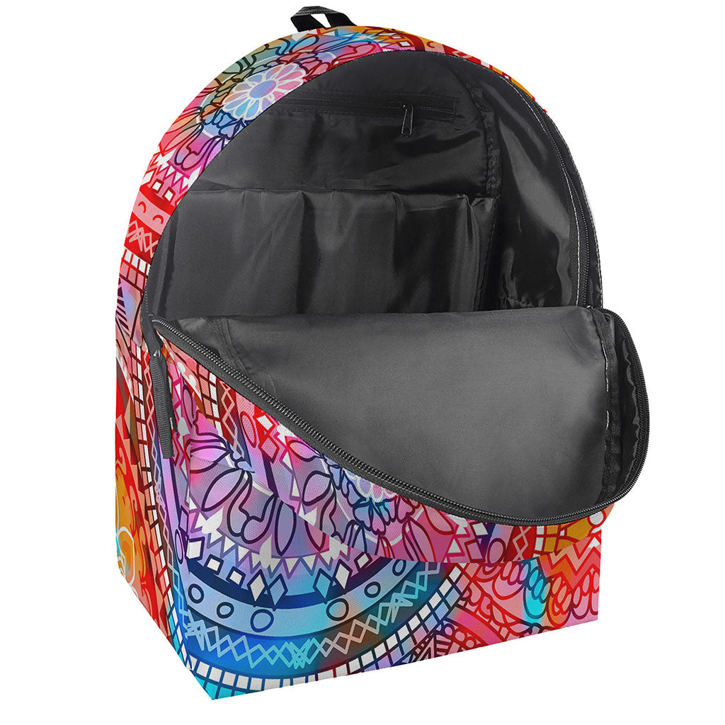 Colorful Circle Mandala Print Backpack