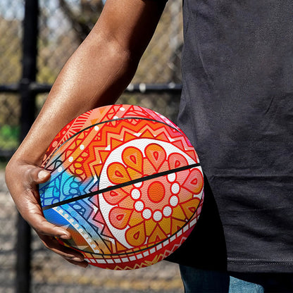 Colorful Circle Mandala Print Basketball