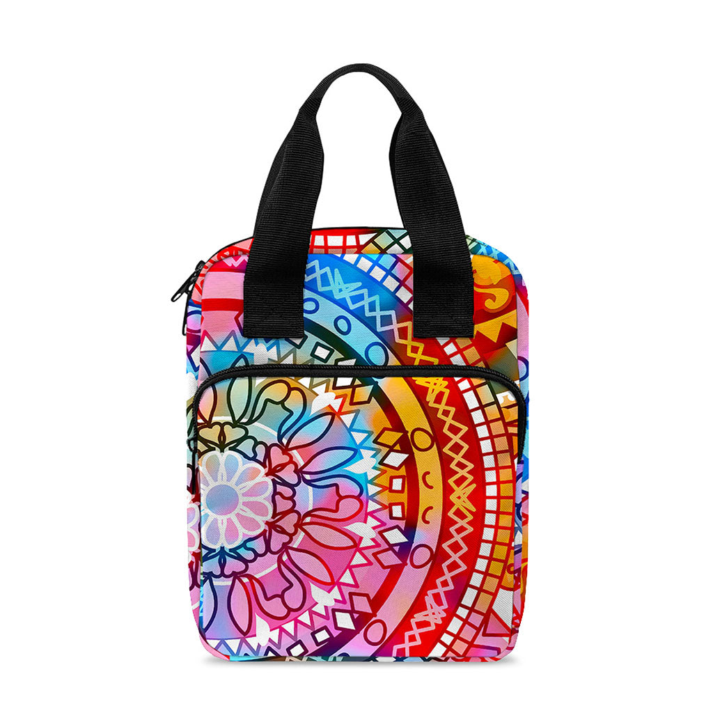 Colorful Circle Mandala Print Bible Tote Bag