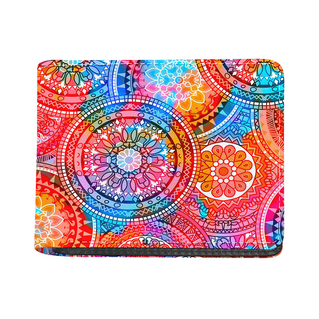 Colorful Circle Mandala Print Bifold Wallet