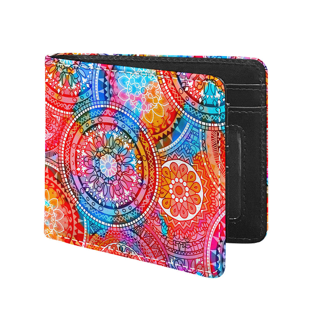 Colorful Circle Mandala Print Bifold Wallet