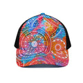 Colorful Circle Mandala Print Black Mesh Trucker Hat