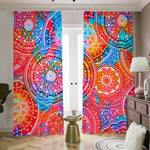 Colorful Circle Mandala Print Blackout Pencil Pleat Curtains