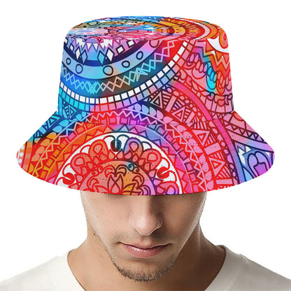 Colorful Circle Mandala Print Bucket Hat
