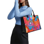 Colorful Circle Mandala Print Canvas Tote Bag