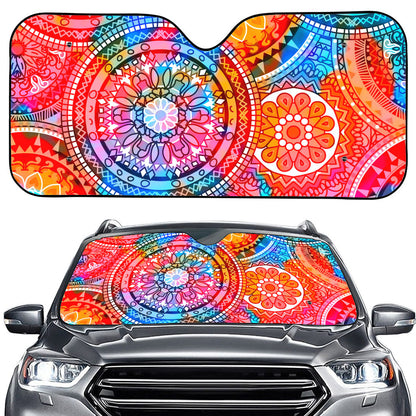 Colorful Circle Mandala Print Car Windshield Sun Shade