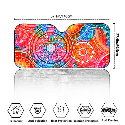 Colorful Circle Mandala Print Car Windshield Sun Shade