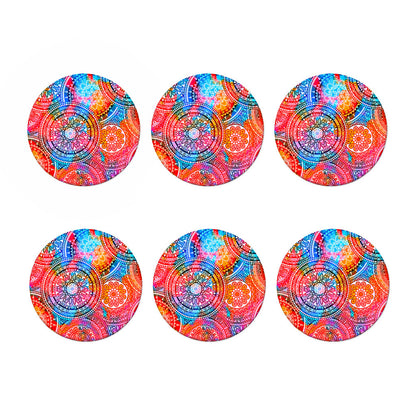 Colorful Circle Mandala Print Coaster Set
