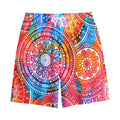 Colorful Circle Mandala Print Cotton Shorts