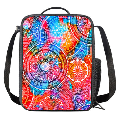 Colorful Circle Mandala Print Crossbody Lunch Bag
