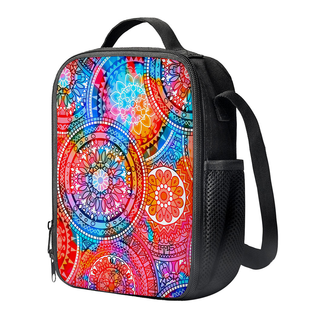 Colorful Circle Mandala Print Crossbody Lunch Bag