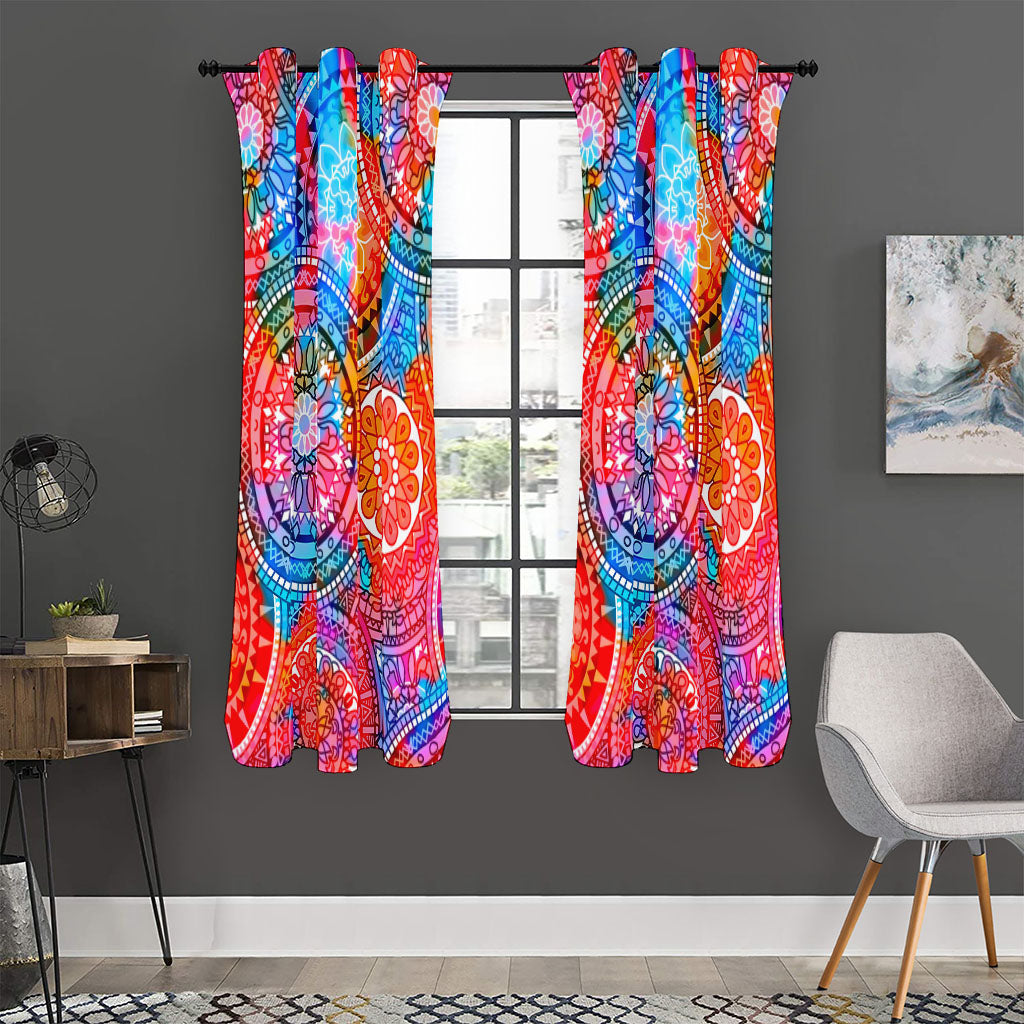 Colorful Circle Mandala Print Curtain