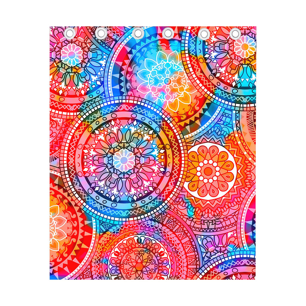 Colorful Circle Mandala Print Curtain