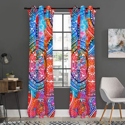 Colorful Circle Mandala Print Curtain