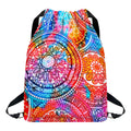 Colorful Circle Mandala Print Drawstring Backpack