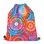 Colorful Circle Mandala Print Drawstring Bag