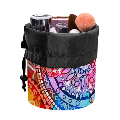 Colorful Circle Mandala Print Drawstring Makeup Bag