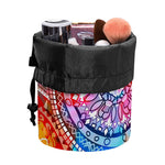 Colorful Circle Mandala Print Drawstring Makeup Bag