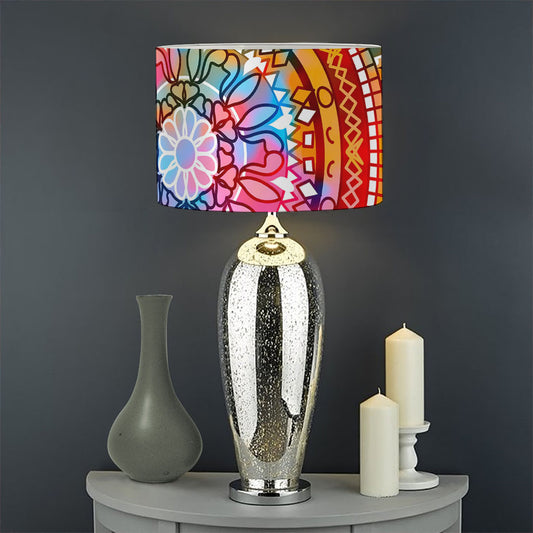 Colorful Circle Mandala Print Drum Lamp Shade