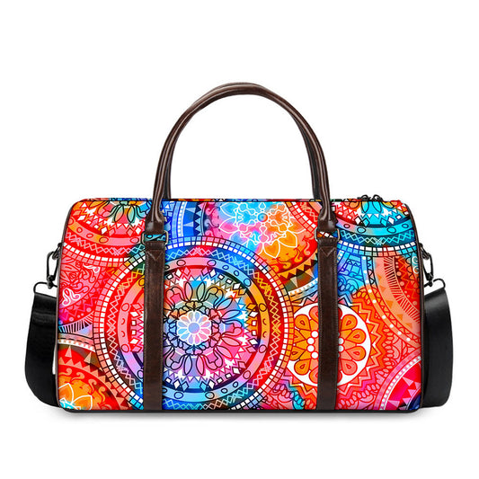 Colorful Circle Mandala Print Duffle Bag