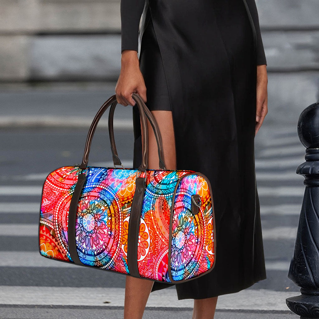 Colorful Circle Mandala Print Duffle Bag
