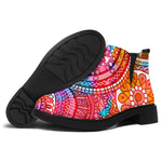 Colorful Circle Mandala Print Flat Ankle Boots