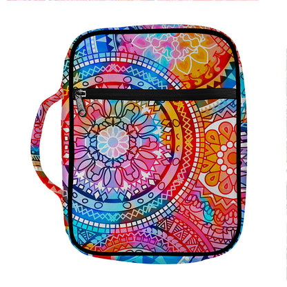 Colorful Circle Mandala Print Front Pocket Bible Bag
