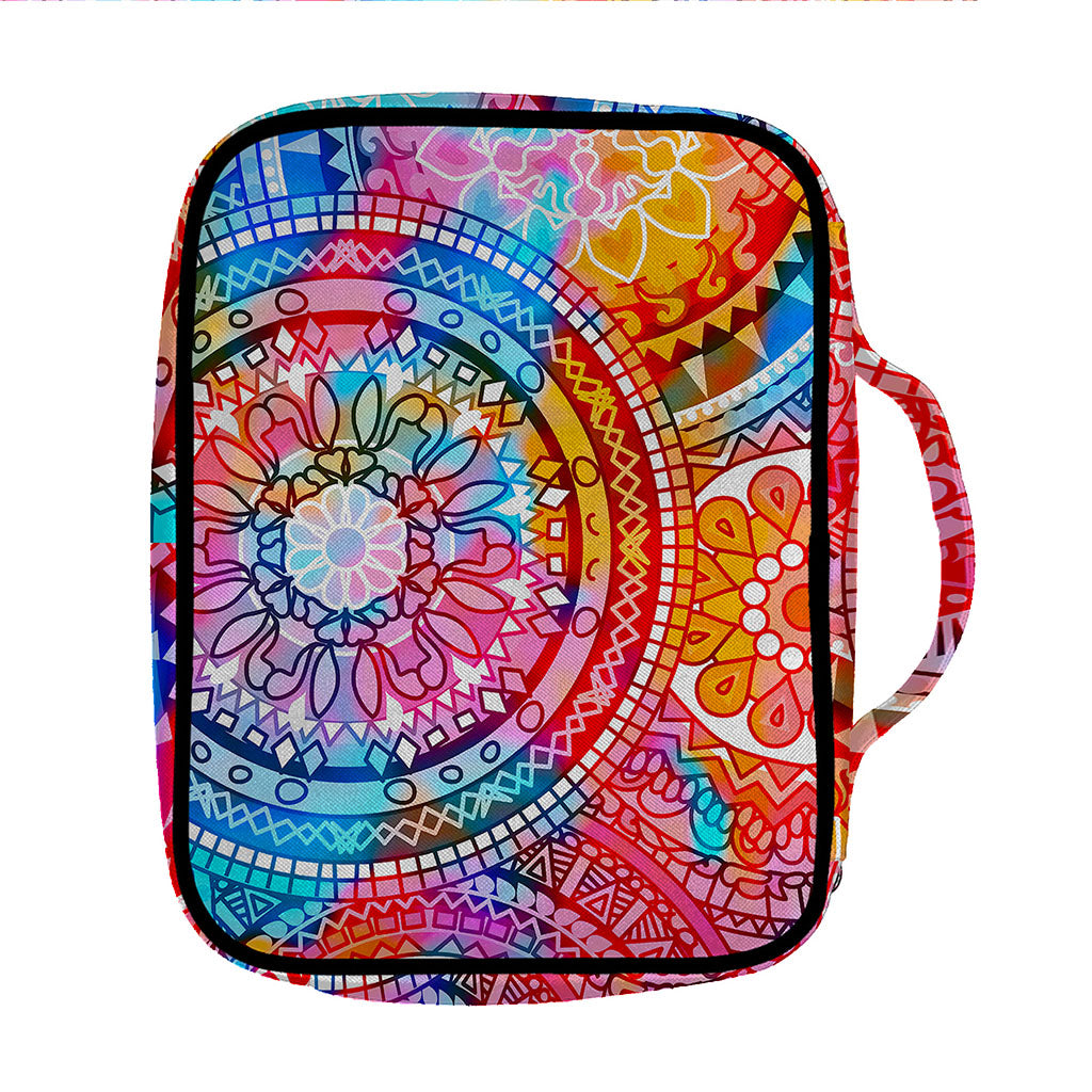 Colorful Circle Mandala Print Front Pocket Bible Bag