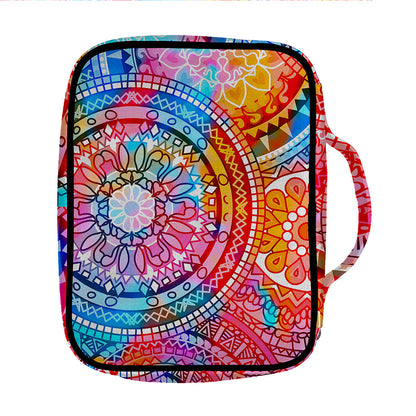 Colorful Circle Mandala Print Front Pocket Bible Bag