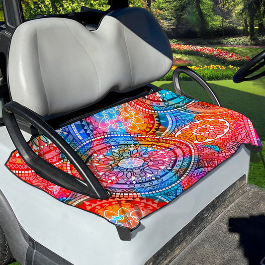 Colorful Circle Mandala Print Golf Cart Seat Cover