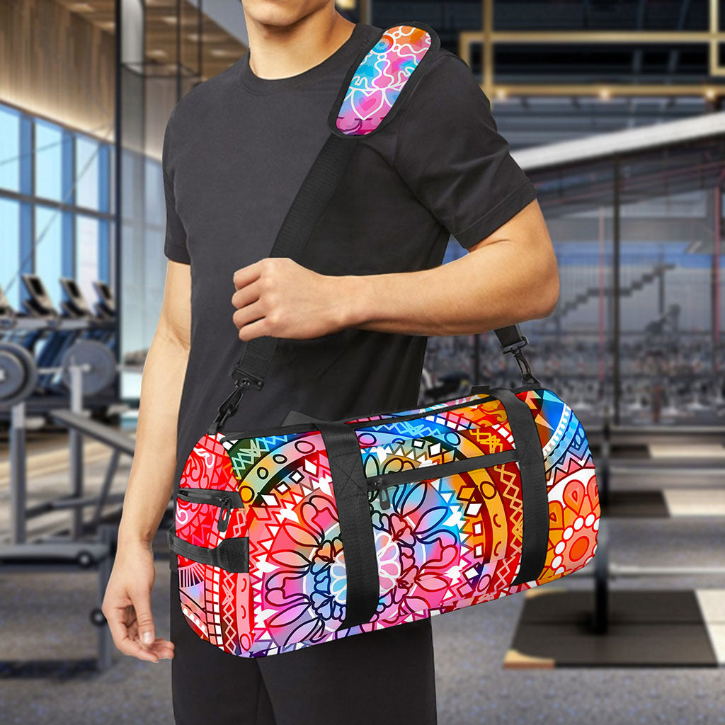 Colorful Circle Mandala Print Gym Bag