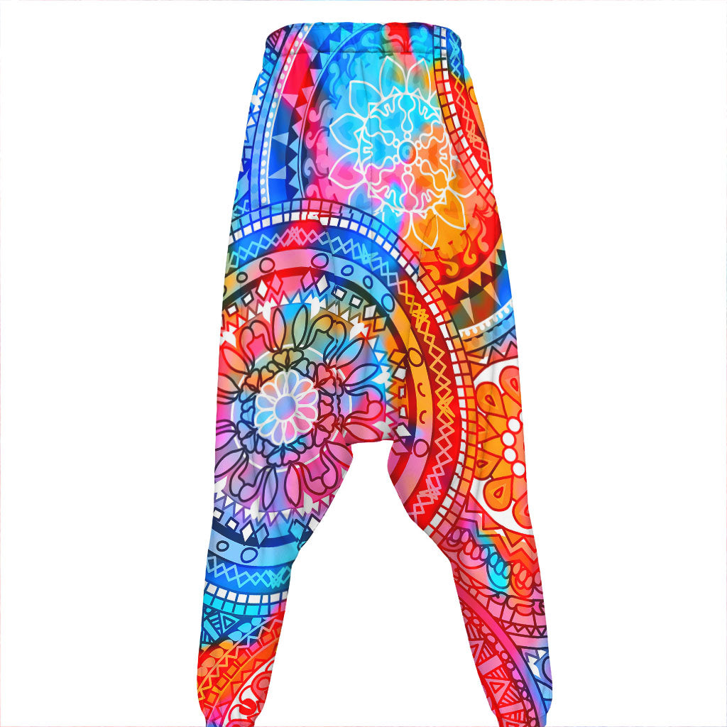 Colorful Circle Mandala Print Hammer Pants