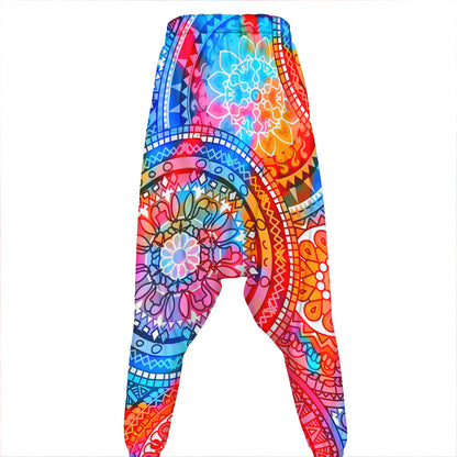 Colorful Circle Mandala Print Hammer Pants