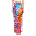 Colorful Circle Mandala Print High Slit Maxi Skirt