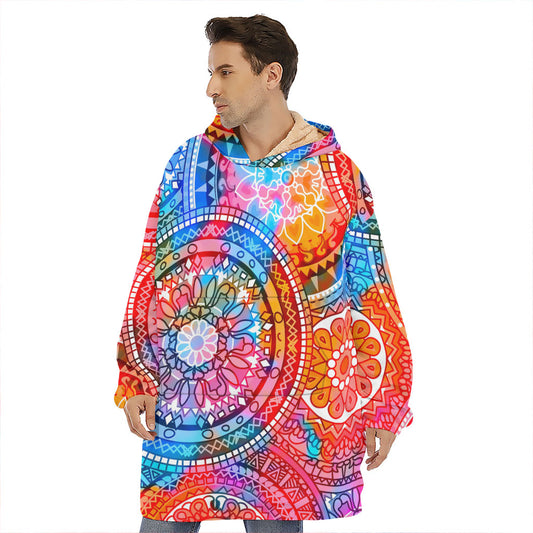 Colorful Circle Mandala Print Hoodie Blanket