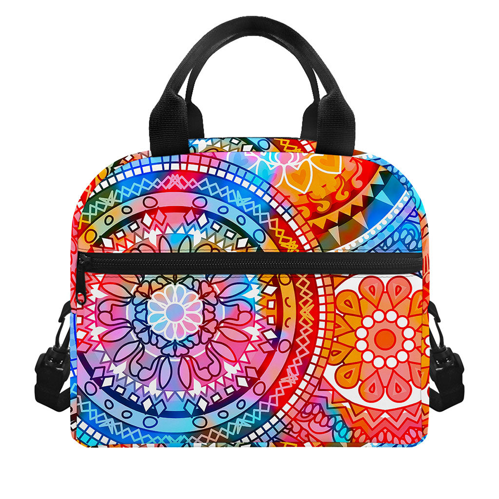 Colorful Circle Mandala Print Insulated Lunch Bag