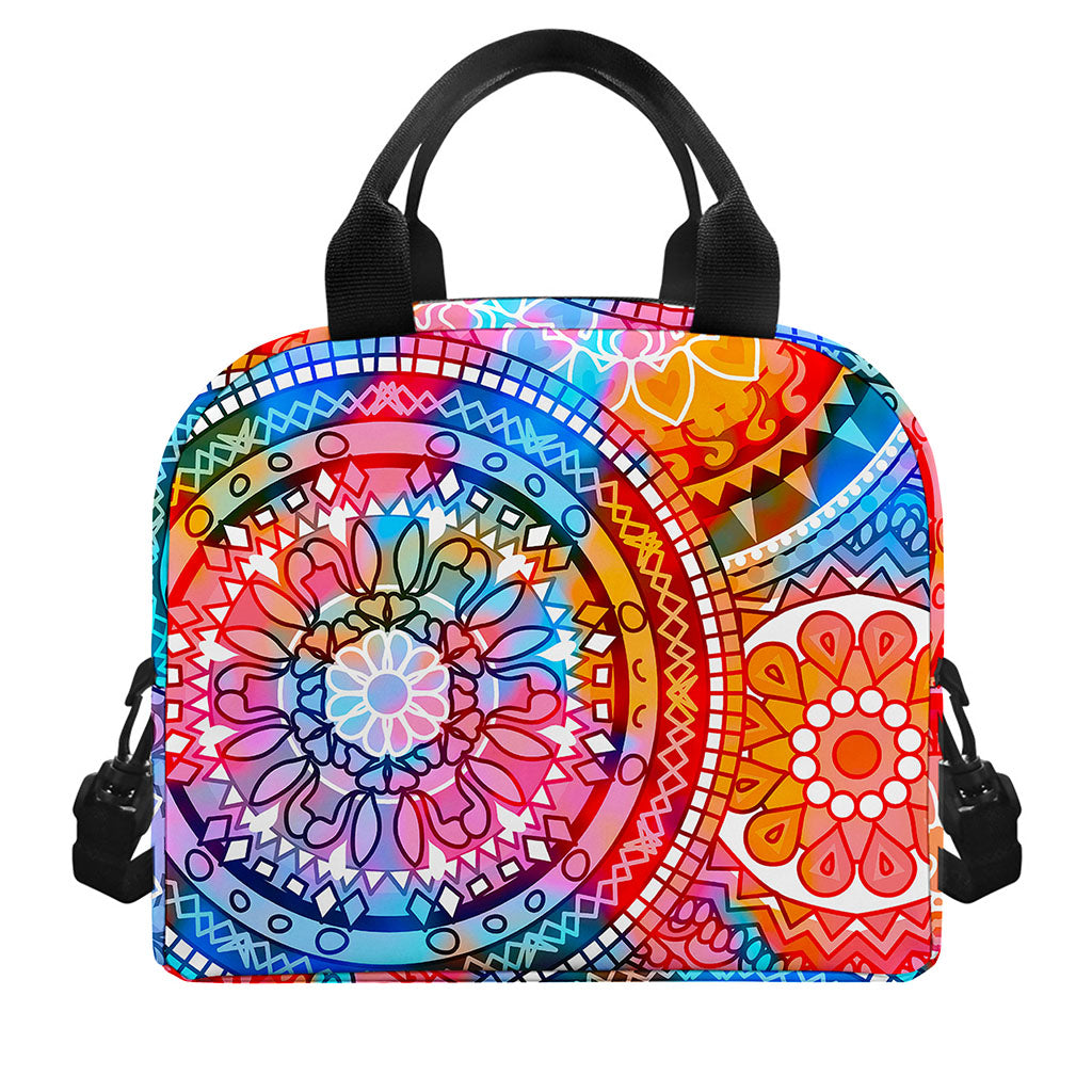 Colorful Circle Mandala Print Insulated Lunch Bag