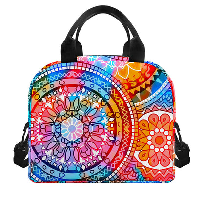 Colorful Circle Mandala Print Insulated Lunch Bag
