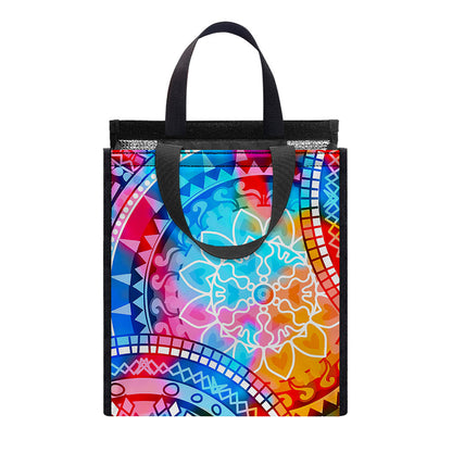 Colorful Circle Mandala Print Insulated Lunch Tote