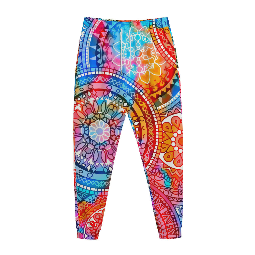 Colorful Circle Mandala Print Jogger Pants