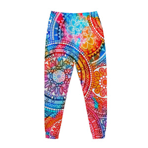 Colorful Circle Mandala Print Jogger Pants