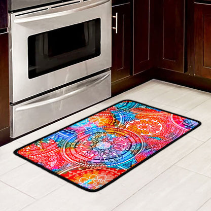 Colorful Circle Mandala Print Kitchen Mat