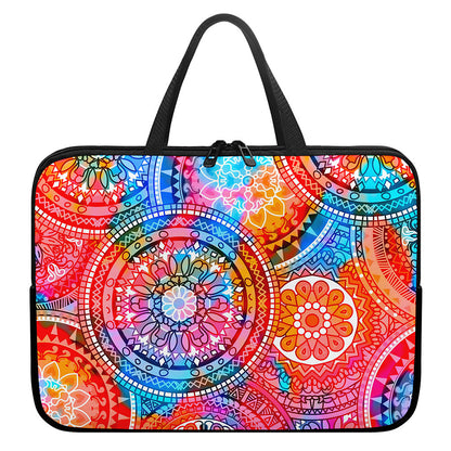 Colorful Circle Mandala Print Laptop Sleeve With Handle
