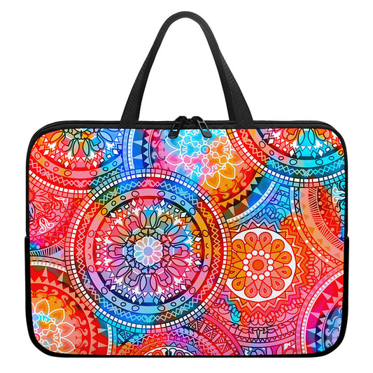 Colorful Circle Mandala Print Laptop Sleeve With Handle