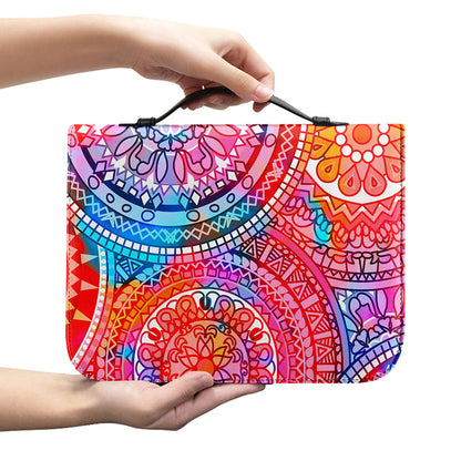 Colorful Circle Mandala Print Leather Bible Cover