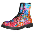 Colorful Circle Mandala Print Lace-Up Boots
