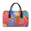 Colorful Circle Mandala Print Leather Duffel Bag
