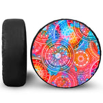 Colorful Circle Mandala Print Leather Spare Tire Cover