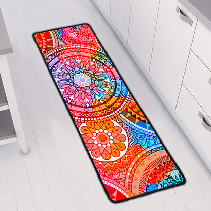 Colorful Circle Mandala Print Long Kitchen Mat